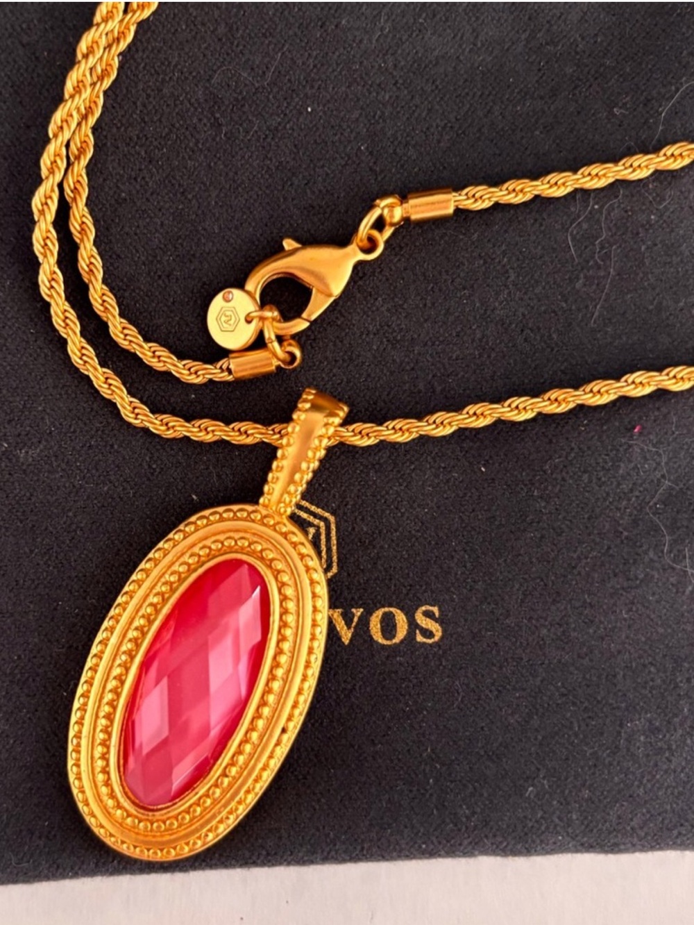 NWOT Julie Vos Gemstone Statement Gold Oval Pendant Necklace - Picture 4 of 5